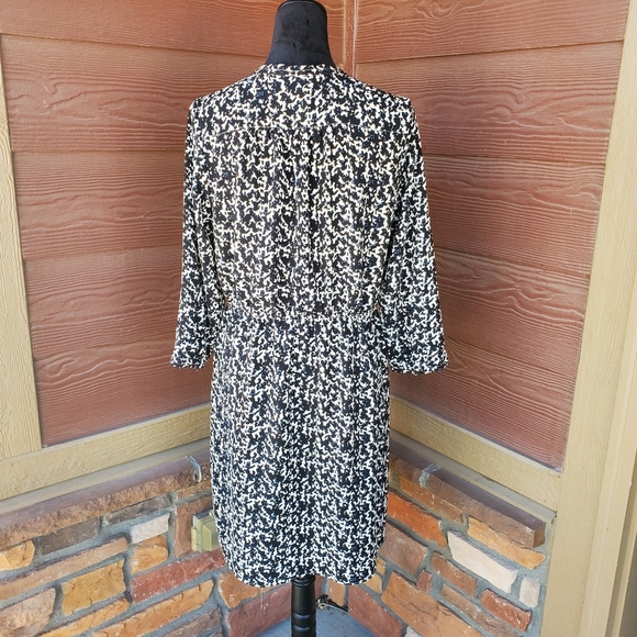 H&M Black White and Blue Animal Print Women's Midi Dress Size 14 NWOT - Picture 2 of 16